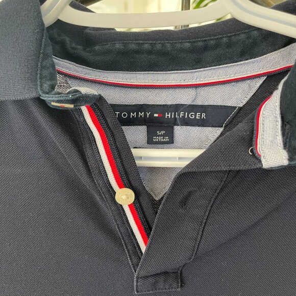 Navy Tommy Hilfiger Cotton Polo Shirt size S - Picture 4 of 5